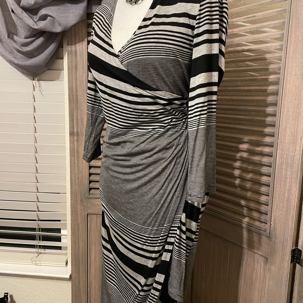 Grey and black striped cotton dress